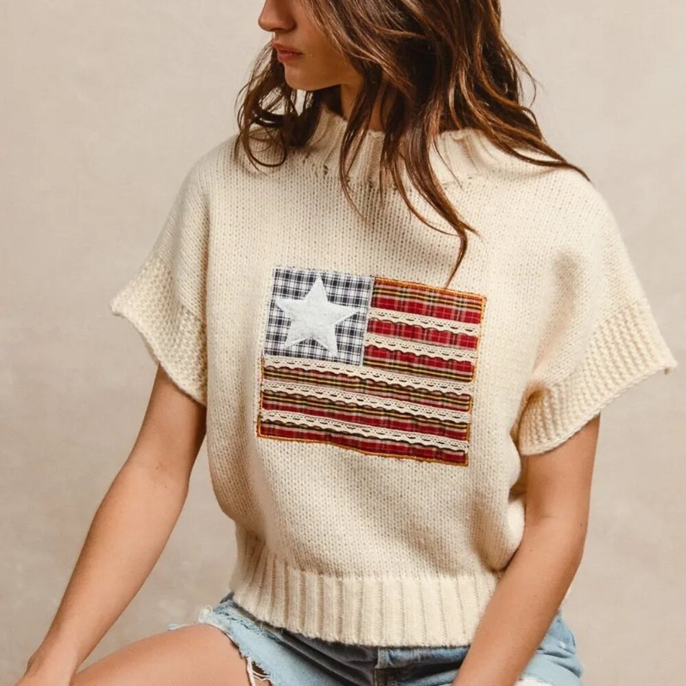 BiBi American‎ Flag Patchwork Drop Shoulder Sweat… - image 13